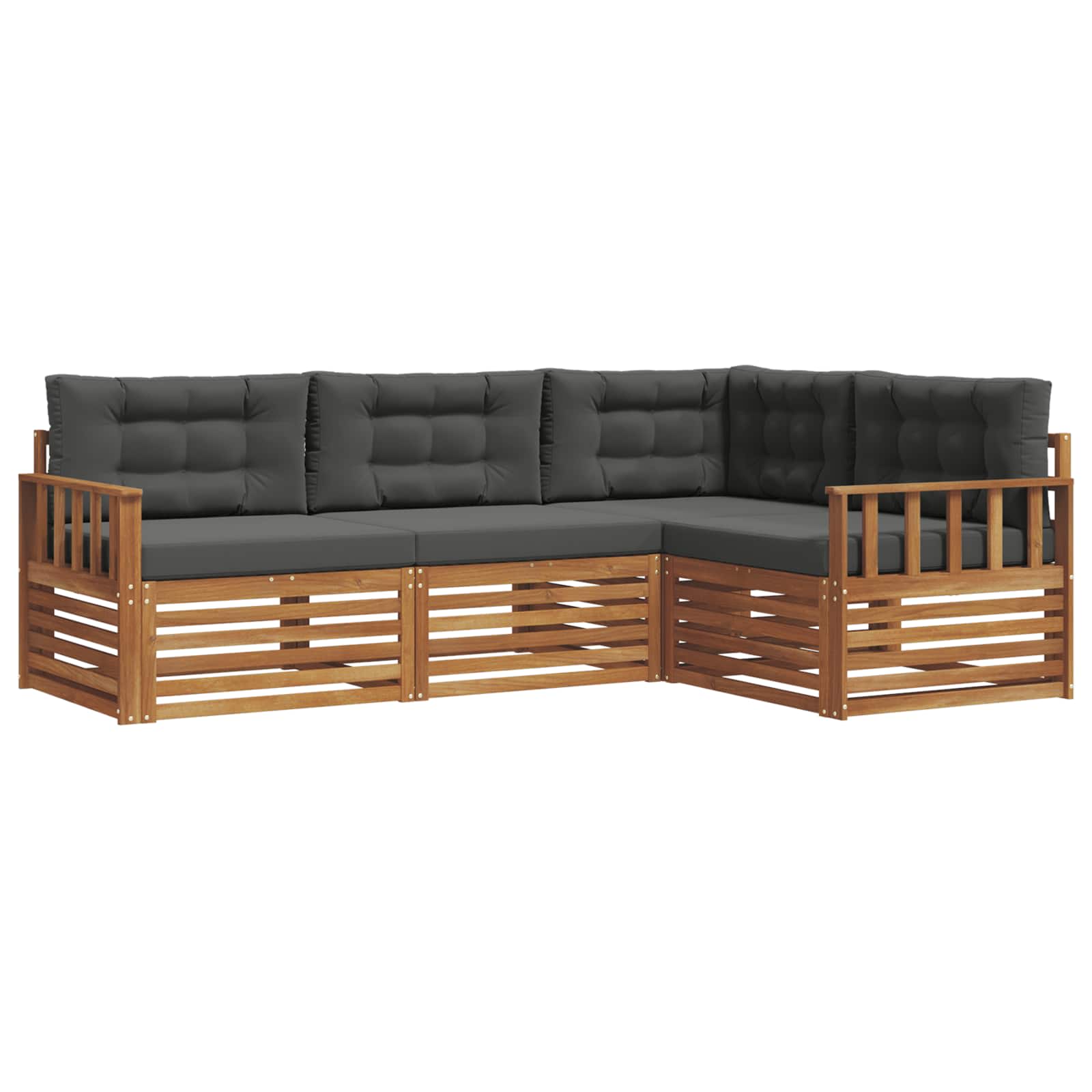 Set di divani da esterno con cuscino 4 pcs Naturale e Antracite | homemem39