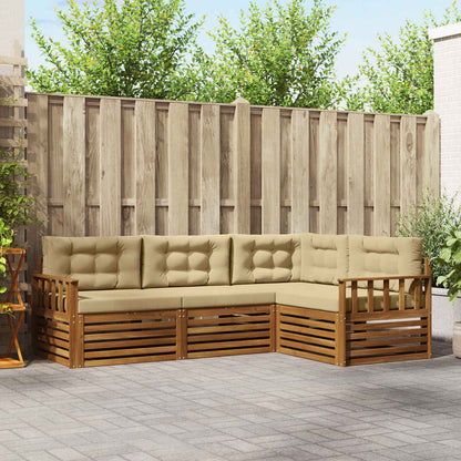 Set di divani da esterno con cuscino 4 pcs Naturale e Beige | homemem39