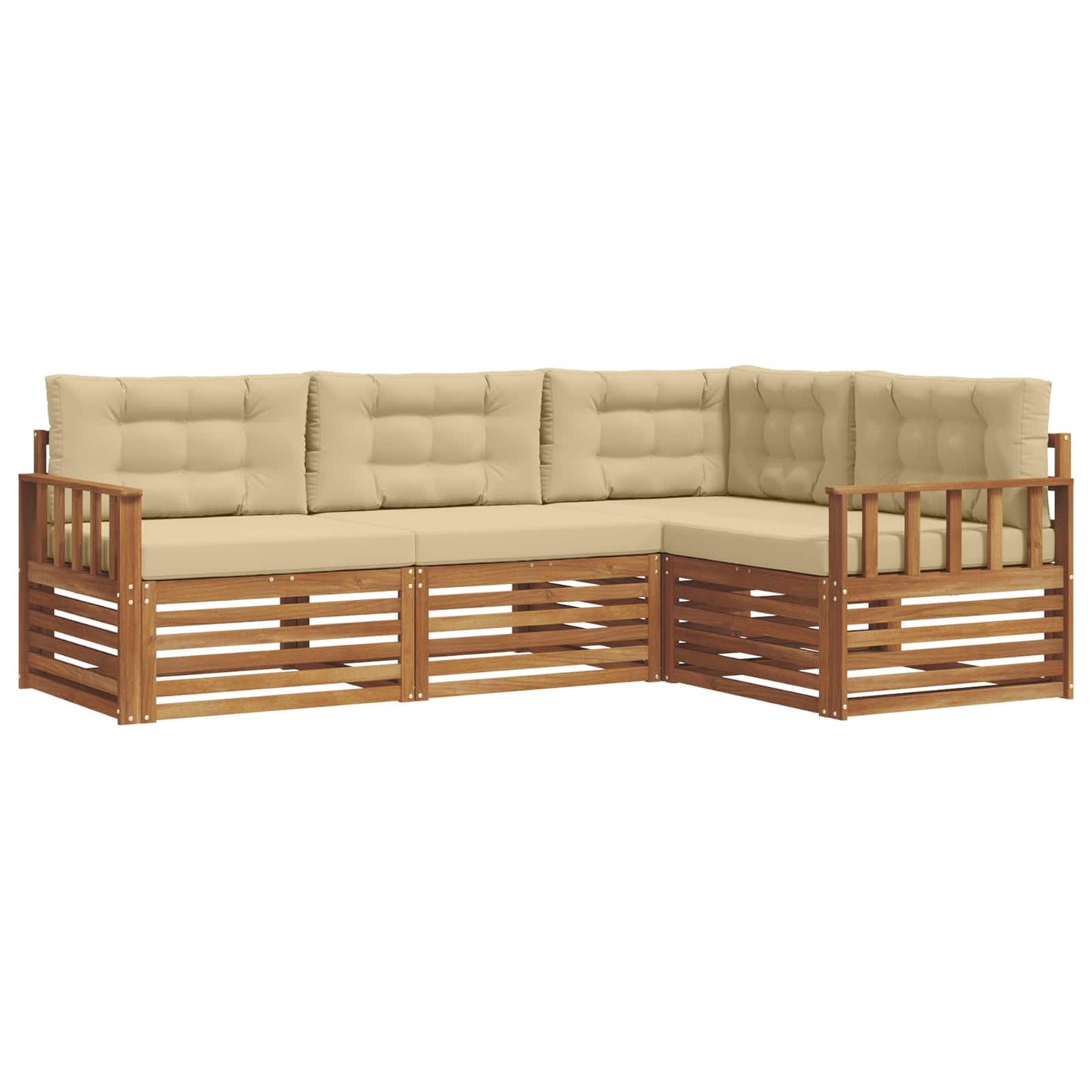 Set di divani da esterno con cuscino 4 pcs Naturale e Beige | homemem39