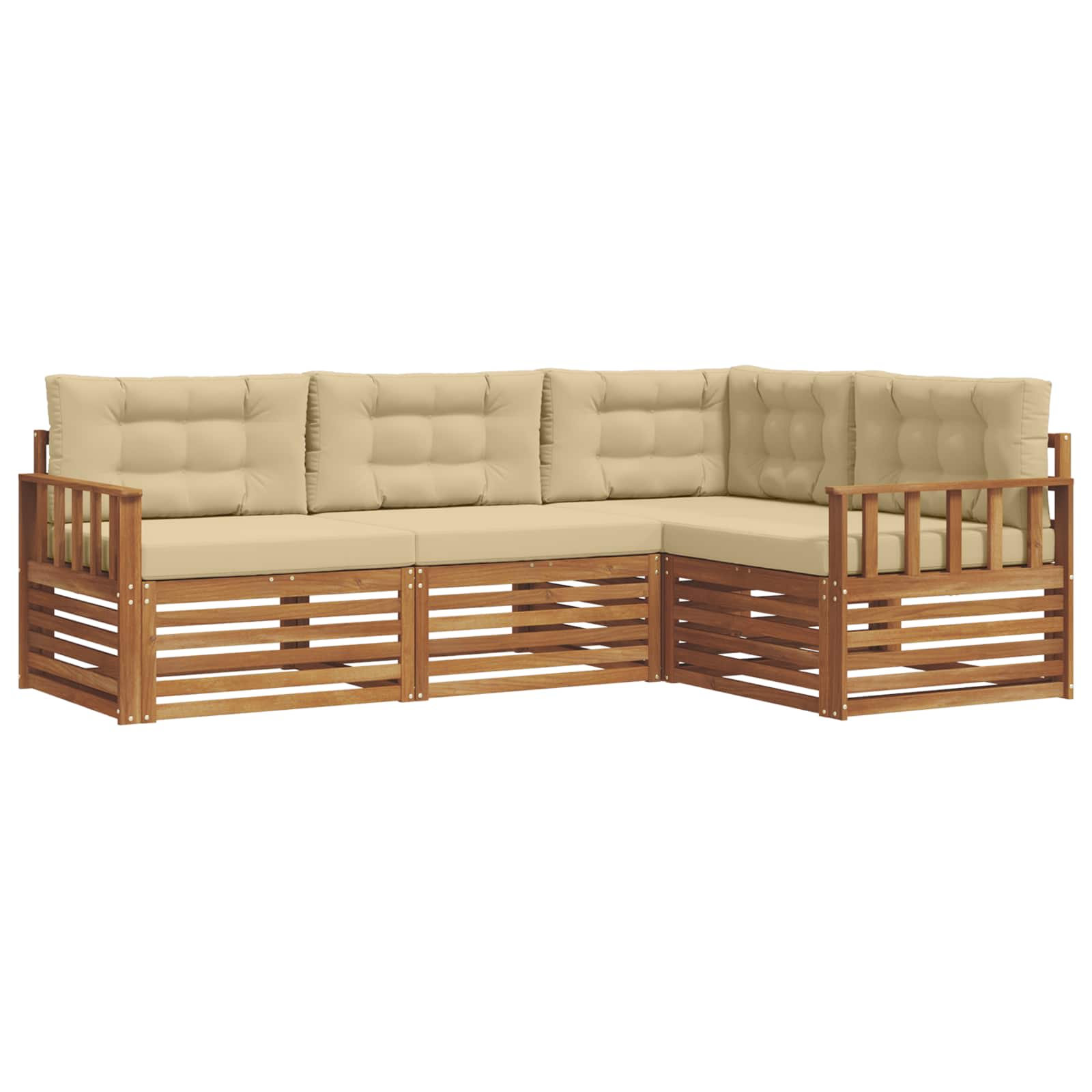 Set di divani da esterno con cuscino 4 pcs Naturale e Beige | homemem39