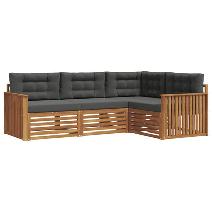 Set di divani da esterno con cuscino 4 pcs Naturale e Antracite | homemem39