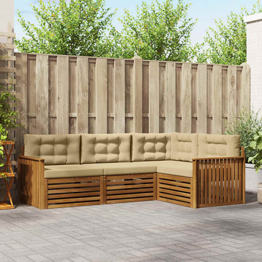 Set di divani da esterno con cuscino 4 pcs Naturale e Beige | homemem39