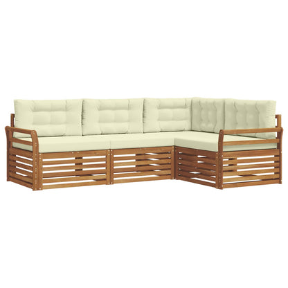 Set di divani da esterno con cuscino 4 pcs Naturale e Crema | homemem39