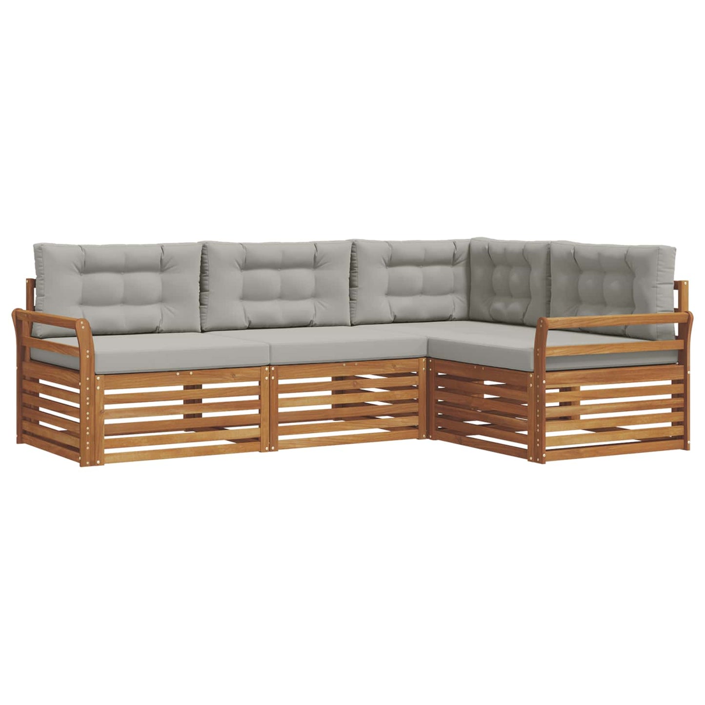 Set di divani da esterno 4 pcs Grigio Naturale e Chiaro | homemem39