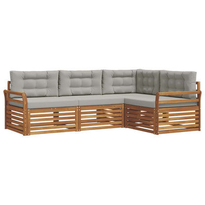 Set di divani da esterno 4 pcs Grigio Naturale e Chiaro | homemem39