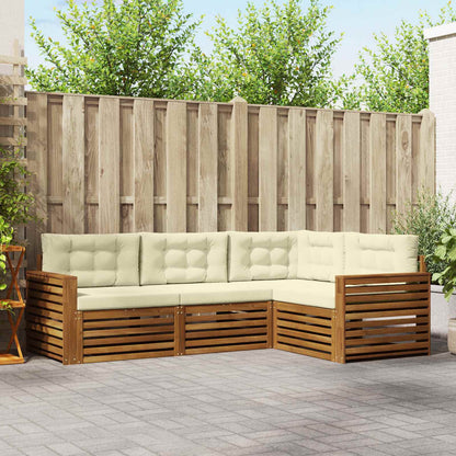 Set di divani da esterno con cuscino 4 pcs Naturale e Crema