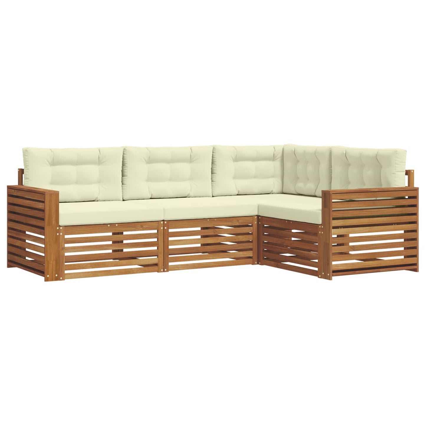 Set di divani da esterno 4 pz Naturale e Crema