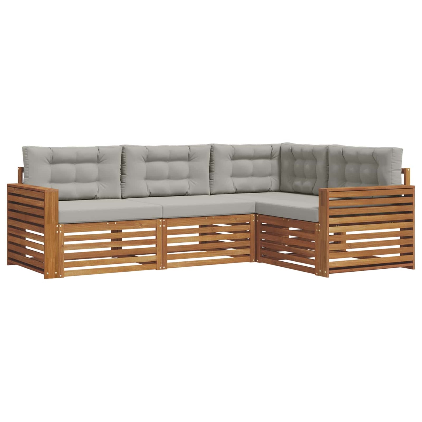 Set di divani da esterno 4 pcs Grigio Naturale e Chiaro