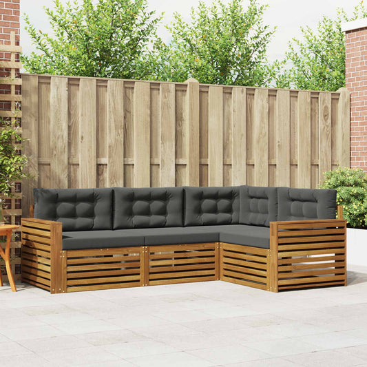 Set di divani da esterno con cuscino 4 pcs Naturale e Antracite