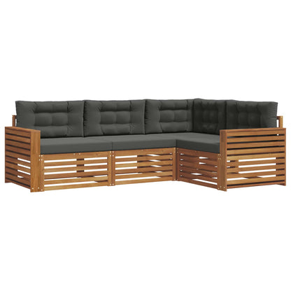 Set di divani da esterno con cuscino 4 pcs Naturale e Antracite | homemem39
