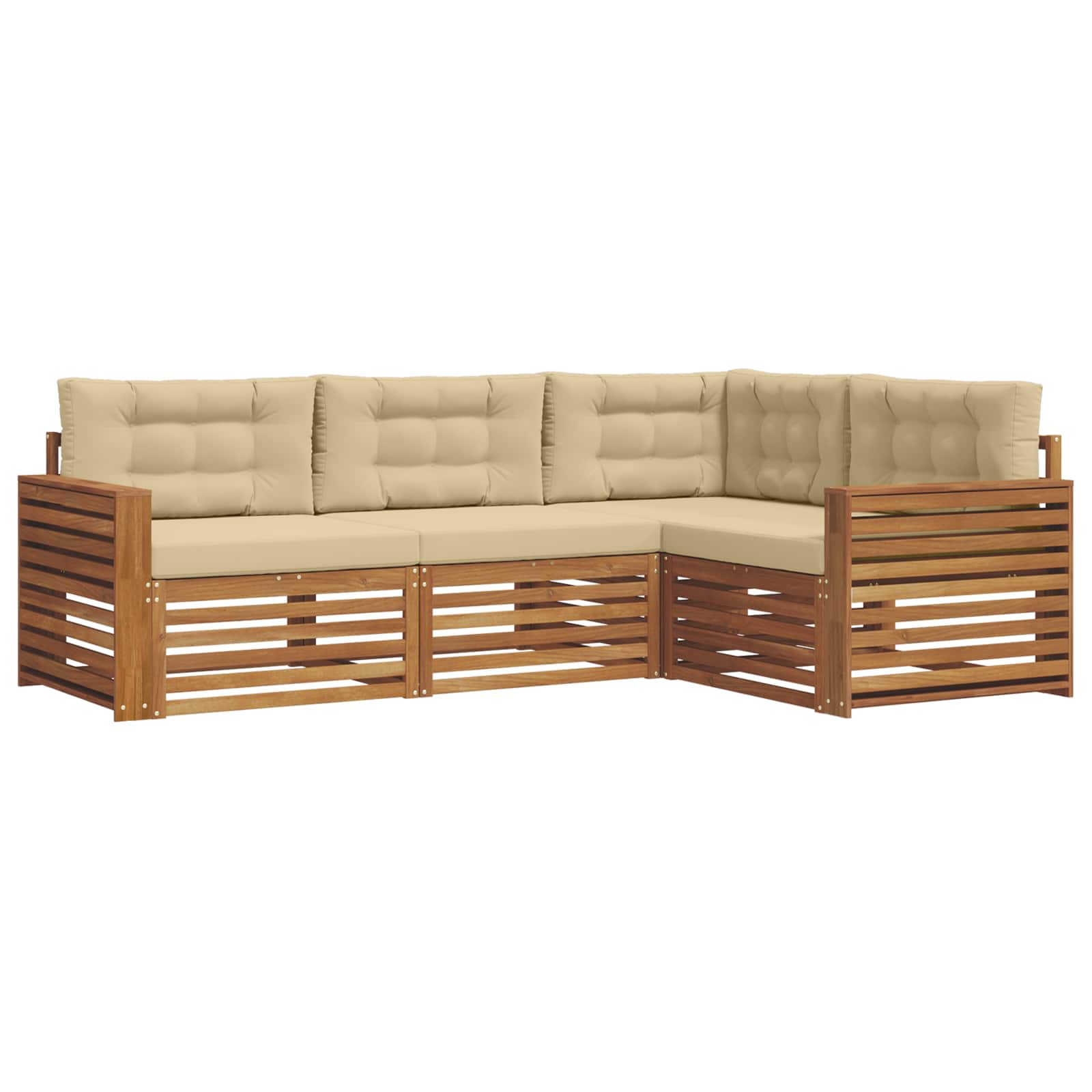 Set di divani da esterno con cuscino 4 pcs Naturale e Beige | homemem39