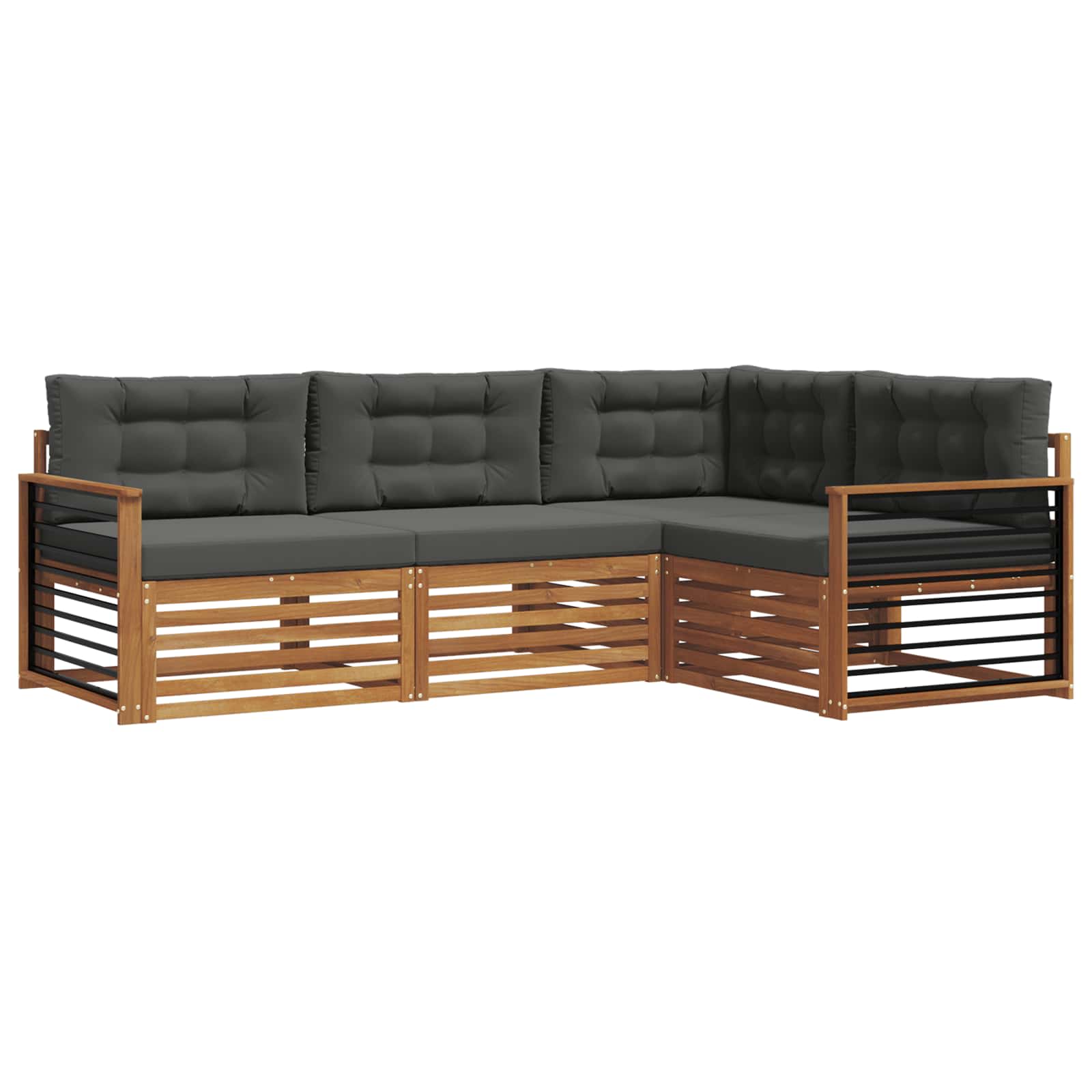 Set di divani da esterno con cuscino 4 pcs Naturale e Antracite | homemem39