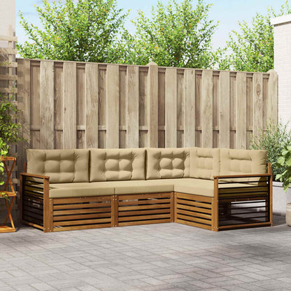 Set di divani da esterno con cuscino 4 pcs Naturale e Beige