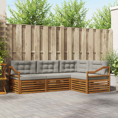 Set di divani da esterno 4 pcs Grigio Naturale e Chiaro