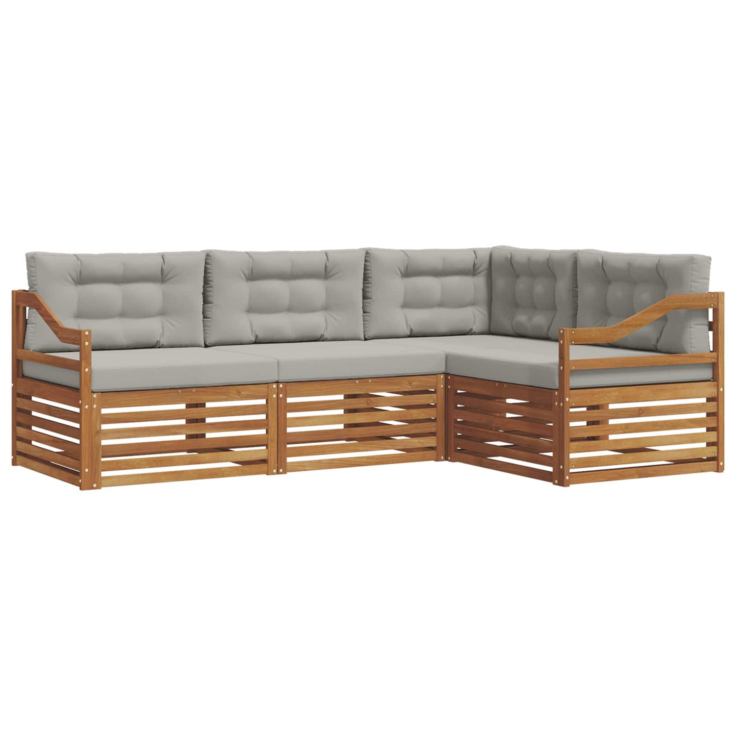 Set di divani da esterno 4 pcs Grigio Naturale e Chiaro