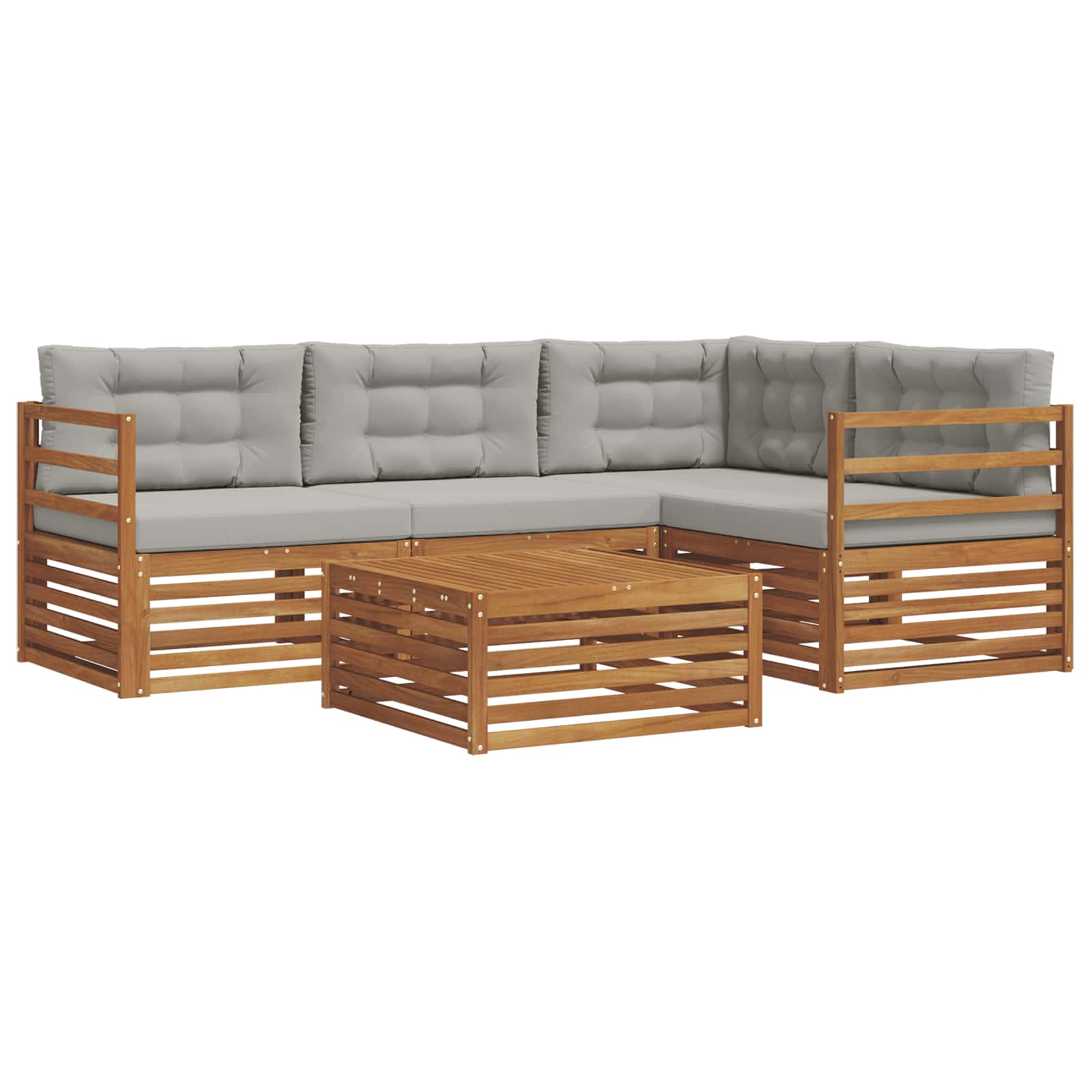 Set di divani da esterno 5 pcs Grigio Naturale e Chiaro | homemem39