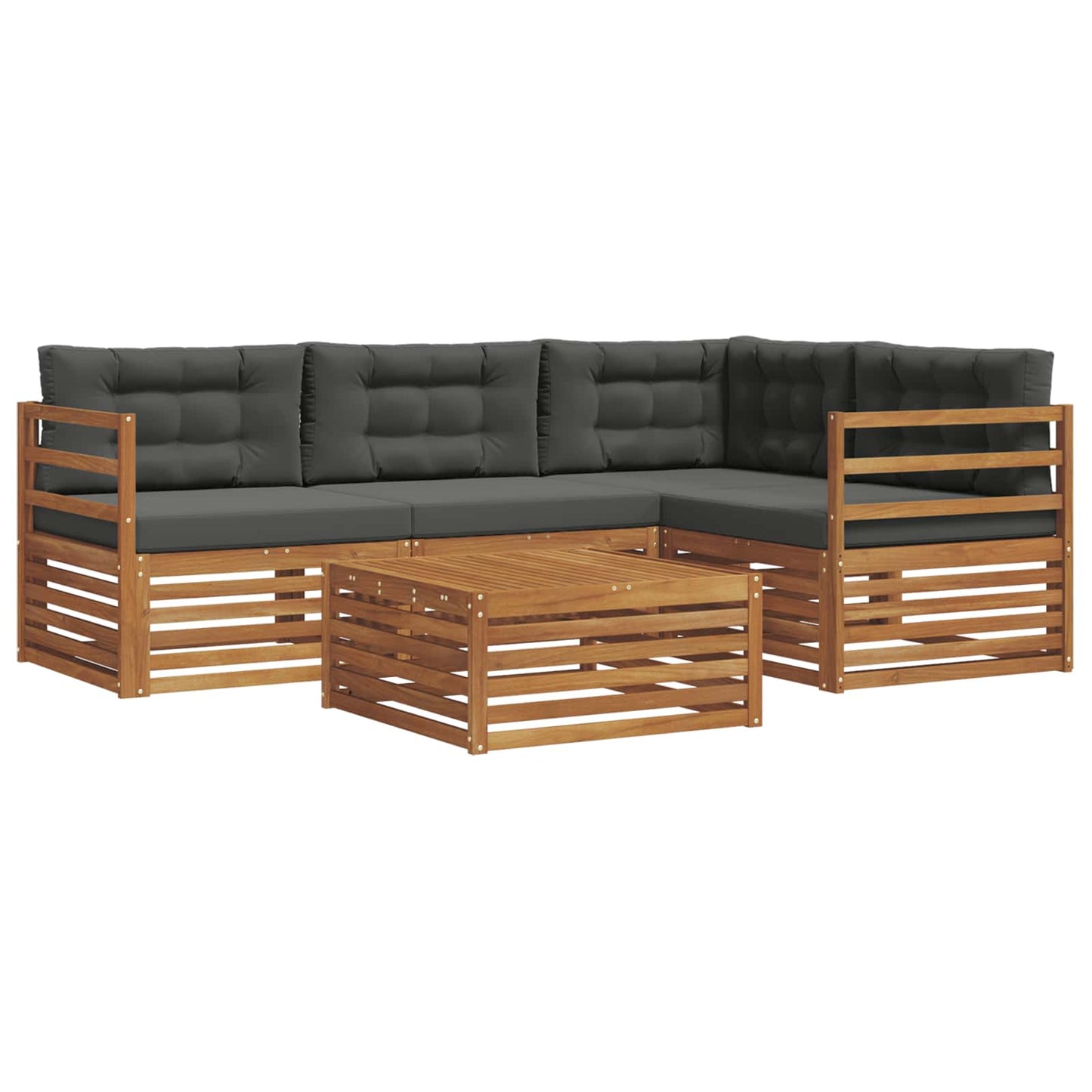 Set di divani da esterno con cuscino 5 pcs Naturale e Antracite