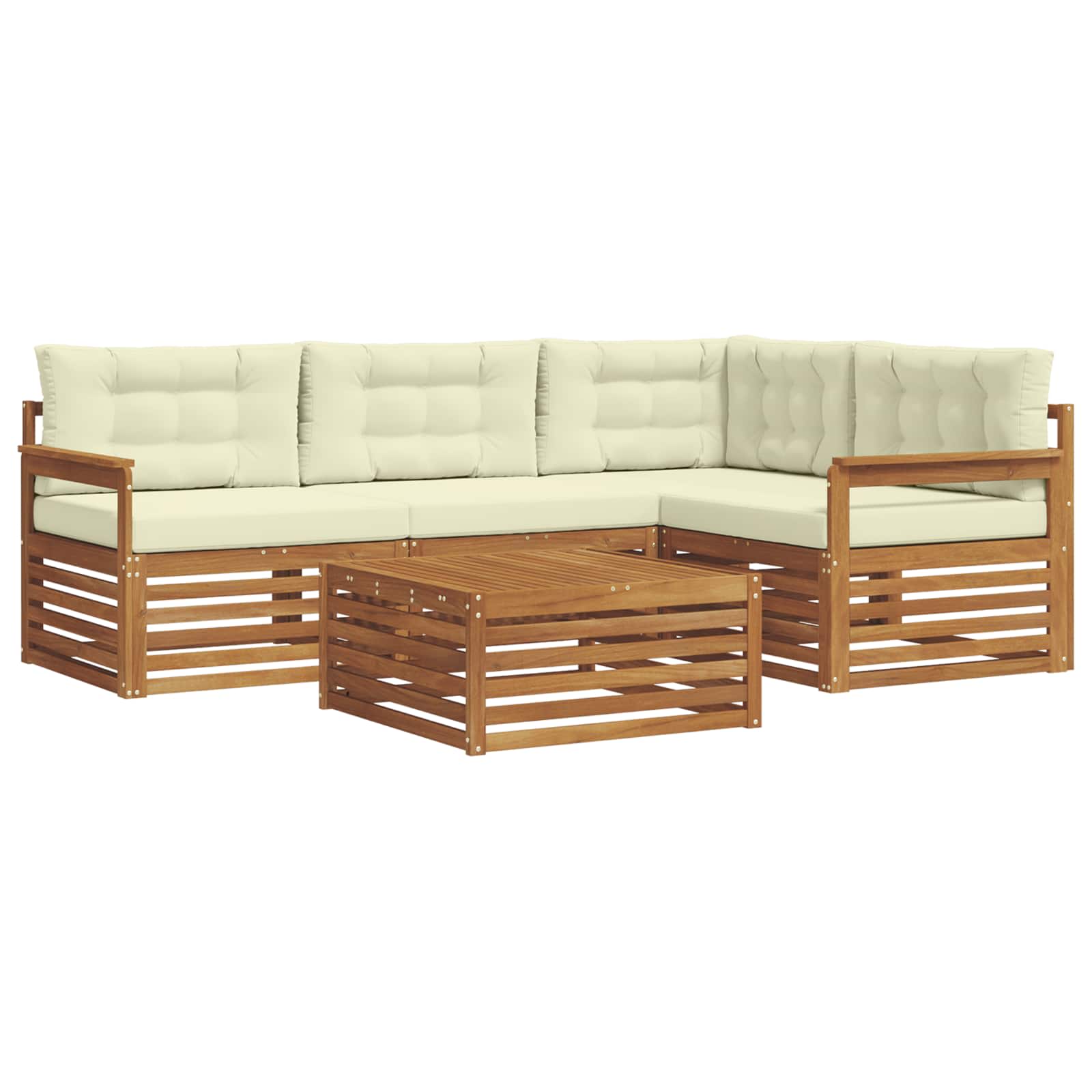 Set di divani da esterno con cuscino 5 pcs Naturale e Crema | homemem39