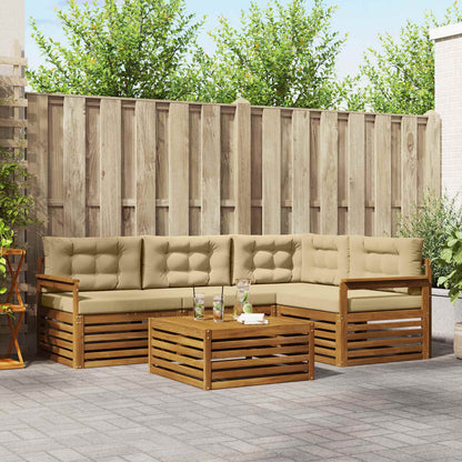 Set di divani da esterno con cuscino 5 pcs Naturale e Beige | homemem39