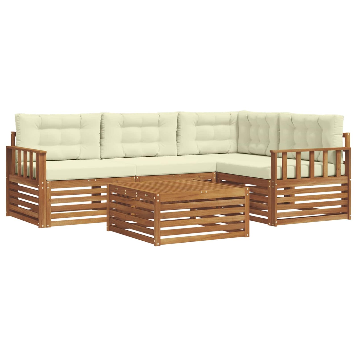 Set di divani da esterno con cuscino 5 pcs Naturale e Crema