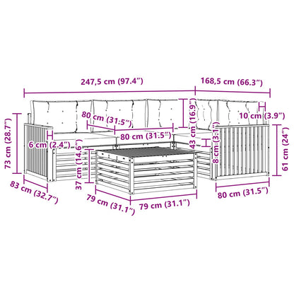 Set di divani da esterno con cuscino 5 pcs Naturale e Antracite | homemem39