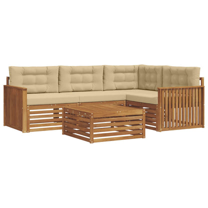 Set di divani da esterno con cuscino 5 pcs Naturale e Beige | homemem39