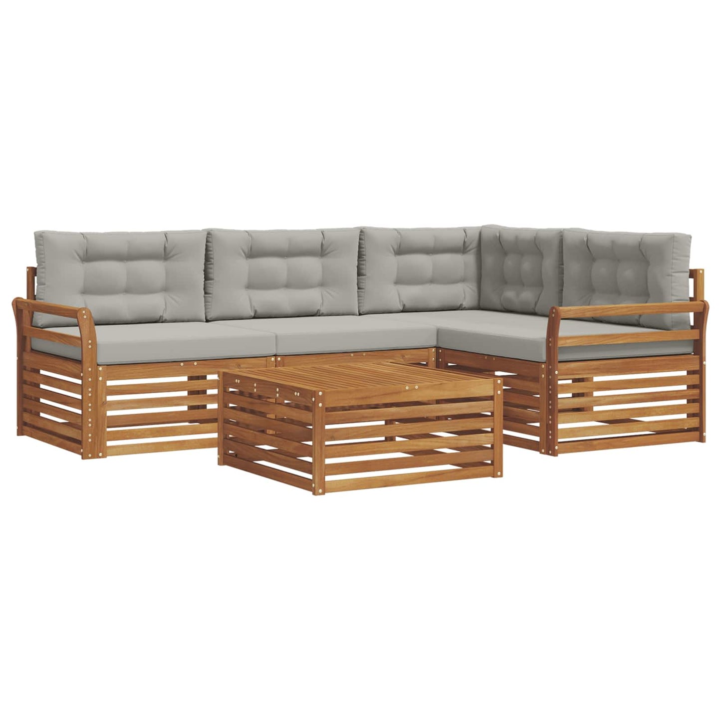 Set di divani da esterno 5 pcs Grigio Naturale e Chiaro | homemem39