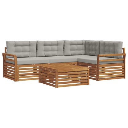 Set di divani da esterno 5 pcs Grigio Naturale e Chiaro | homemem39