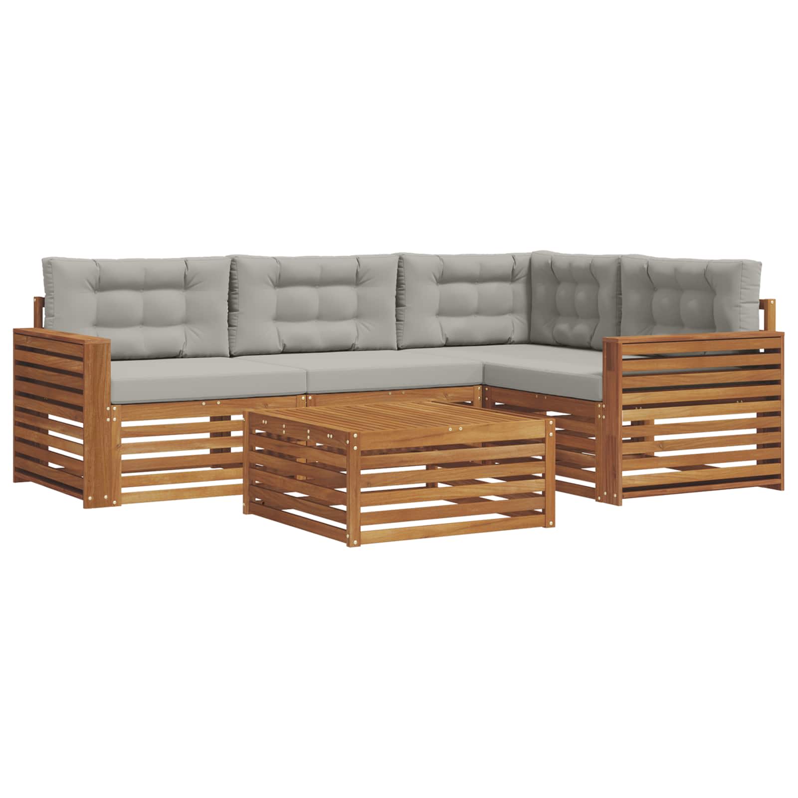 Set di divani da esterno 5 pcs Grigio Naturale e Chiaro | homemem39