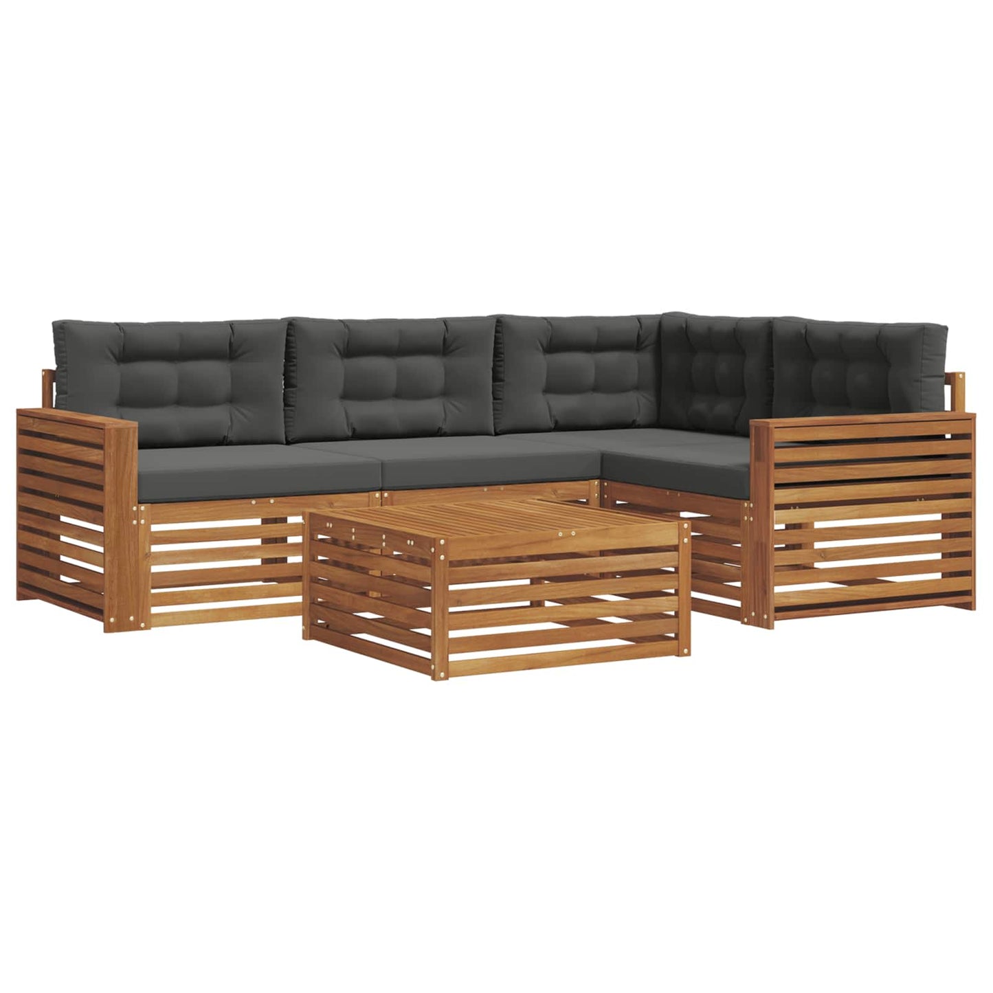 Set di divani da esterno con cuscino 5 pcs Naturale e Antracite | homemem39