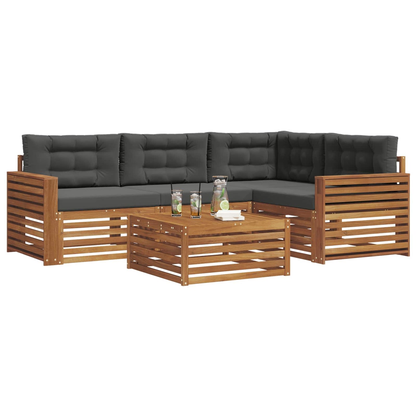Set di divani da esterno con cuscino 5 pcs Naturale e Antracite | homemem39