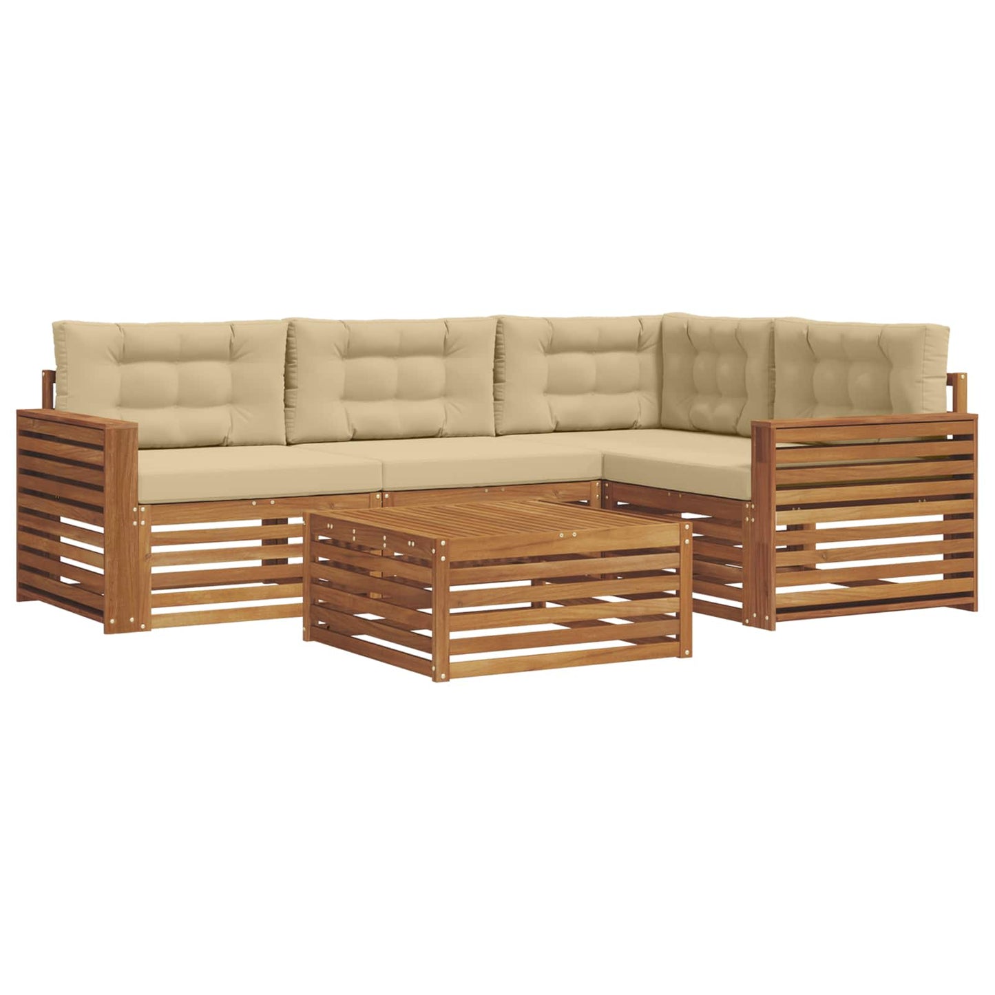 Set di divani da esterno con cuscino 5 pcs Naturale e Beige | homemem39