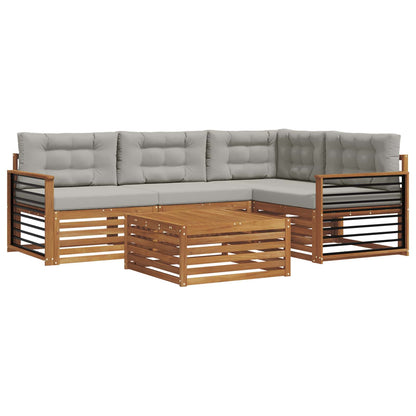 Set di divani da esterno 5 pcs Grigio Naturale e Chiaro | homemem39
