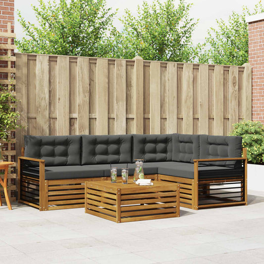 Set di divani da esterno con cuscino 5 pcs Naturale e Antracite | homemem39