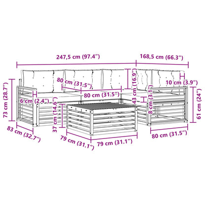 Set di divani da esterno con cuscino 5 pcs Naturale e Antracite | homemem39