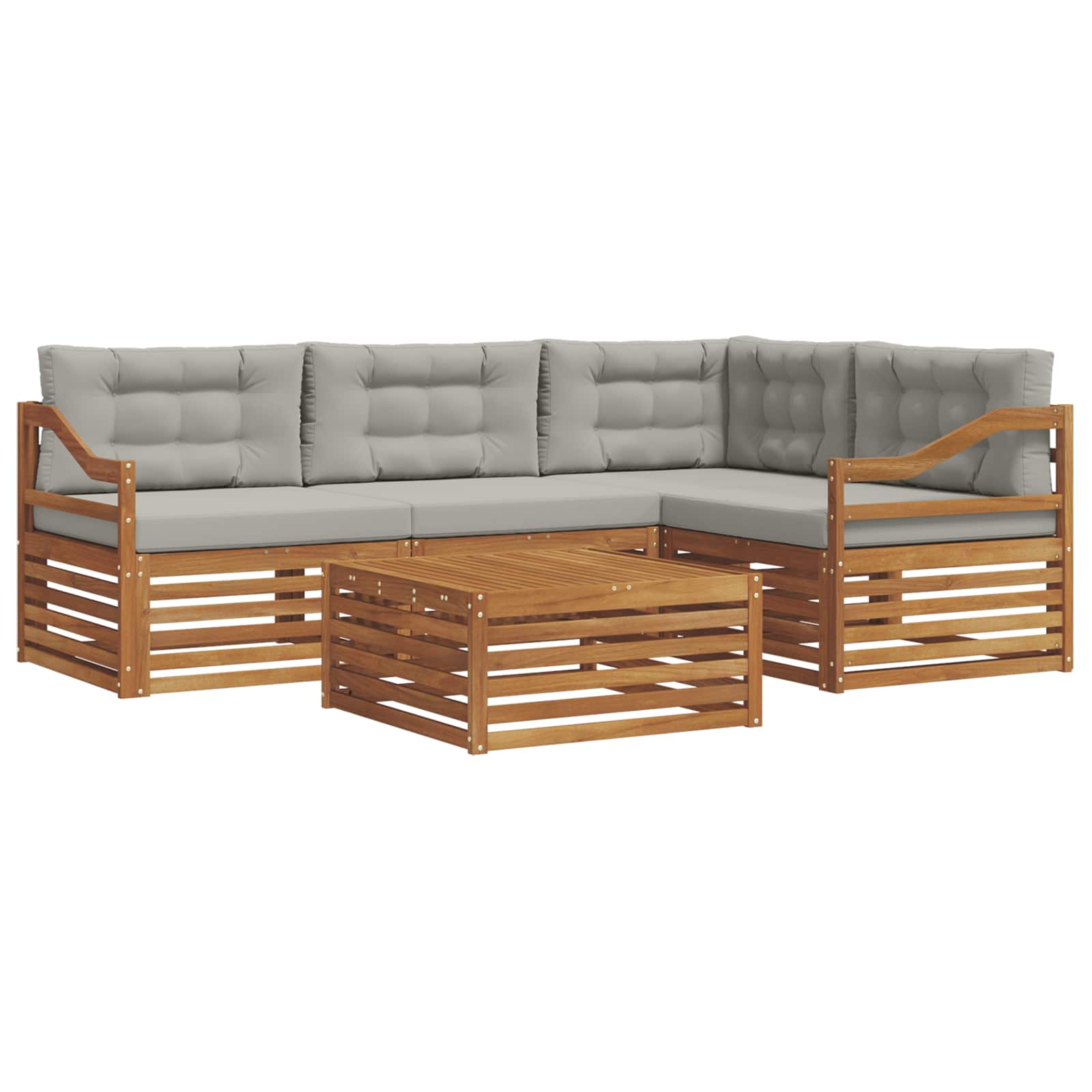 Set di divani da esterno 5 pcs Grigio Naturale e Chiaro | homemem39