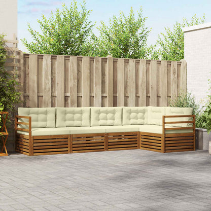 Set di divani da esterno con cuscino 5 pcs Naturale e Crema | homemem39