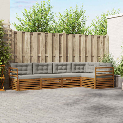 Set di divani da esterno 5 pcs Grigio Naturale e Chiaro | homemem39