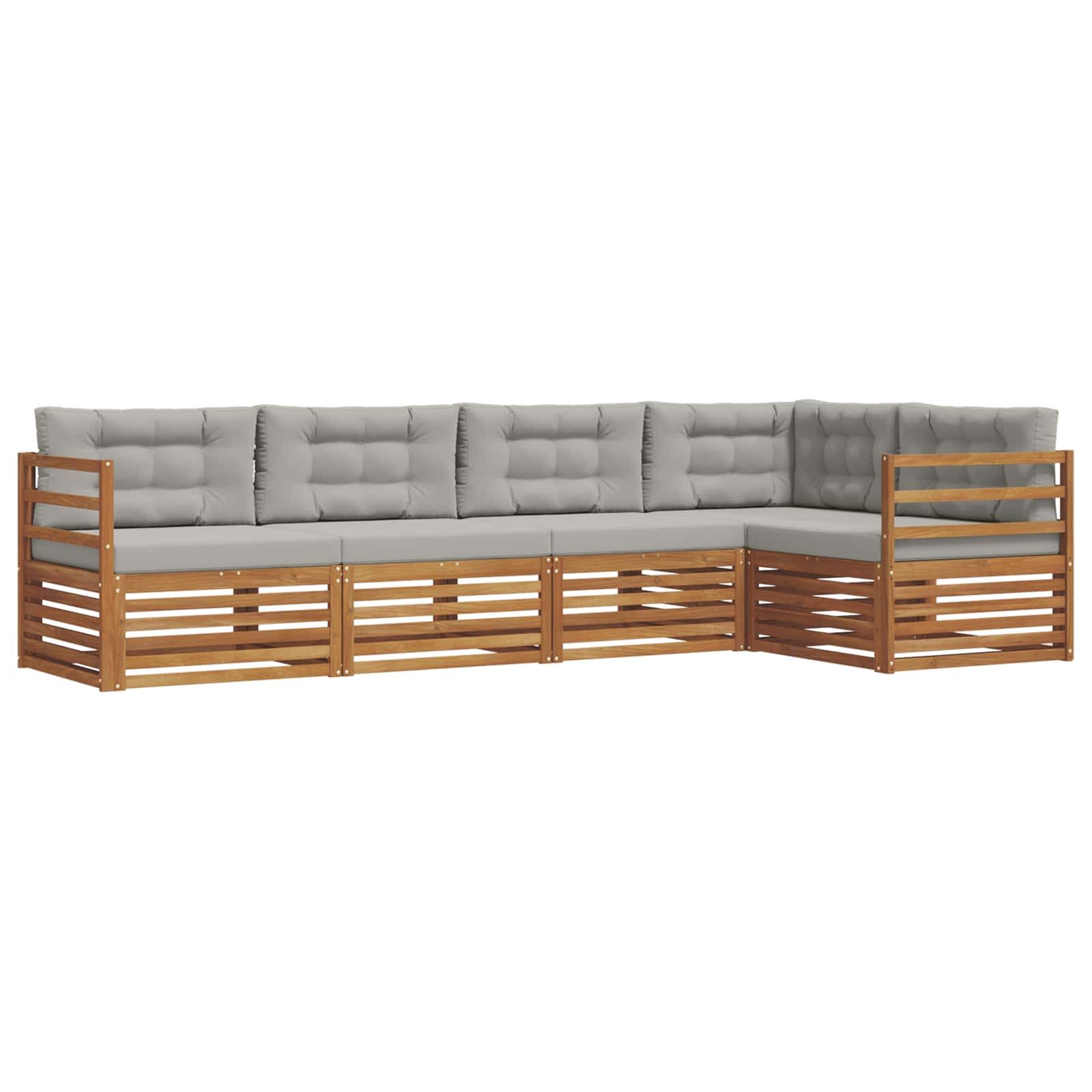 Set di divani da esterno 5 pcs Grigio Naturale e Chiaro | homemem39