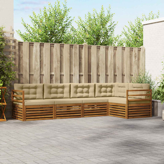 Set di divani da esterno con cuscino 5 pcs Naturale e Beige