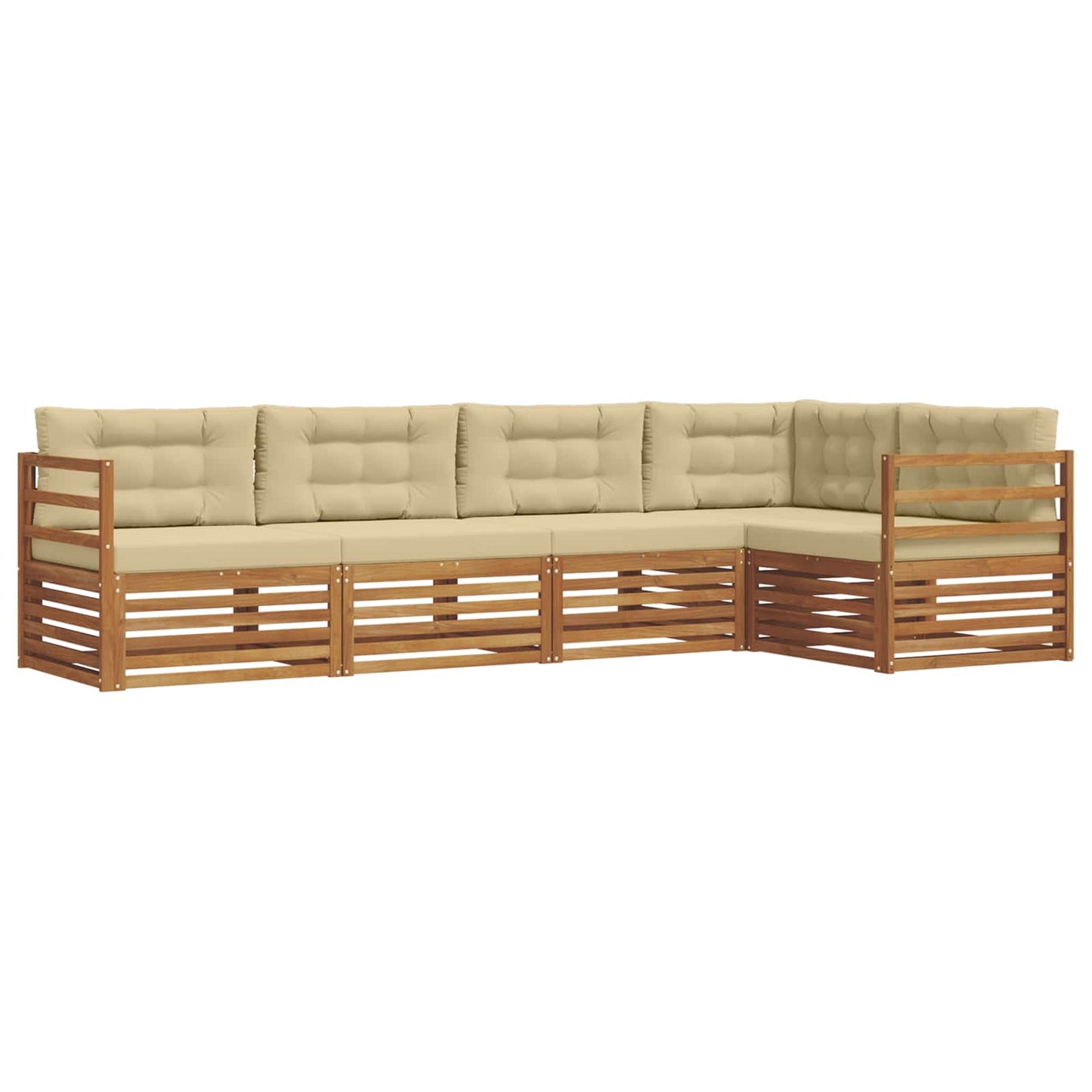 Set di divani da esterno con cuscino 5 pcs Naturale e Beige | homemem39