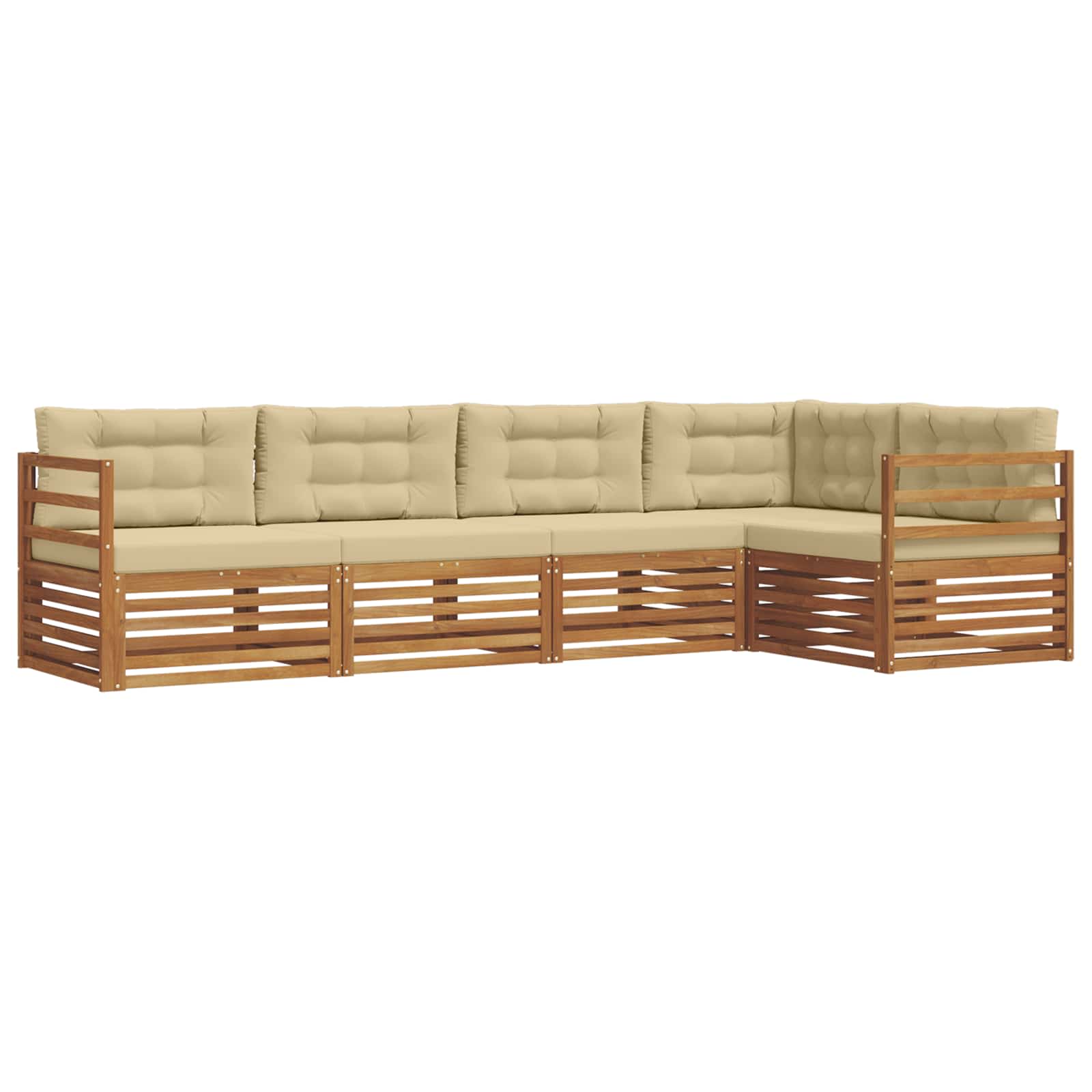 Set di divani da esterno con cuscino 5 pcs Naturale e Beige | homemem39