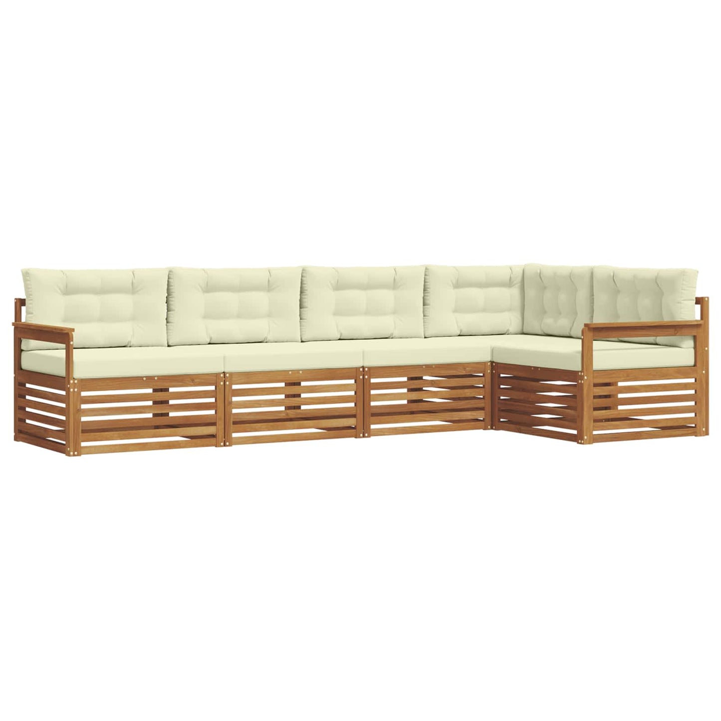 Set di divani da esterno con cuscino 5 pcs Naturale e Crema | homemem39