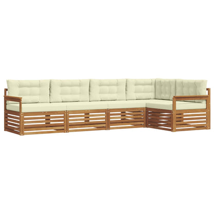 Set di divani da esterno con cuscino 5 pcs Naturale e Crema | homemem39
