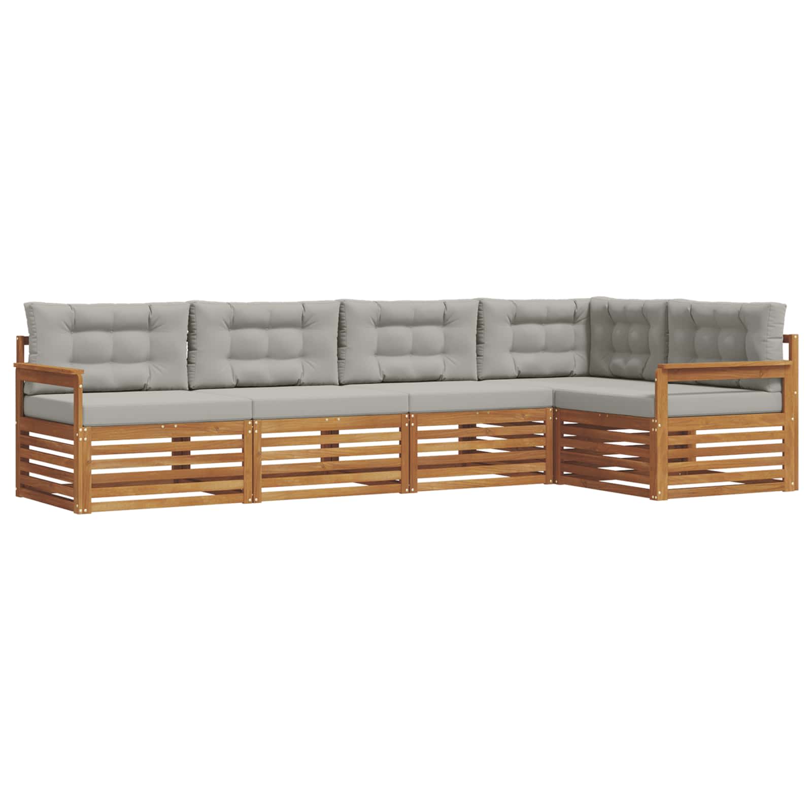 Set di divani da esterno 5 pcs Grigio Naturale e Chiaro | homemem39