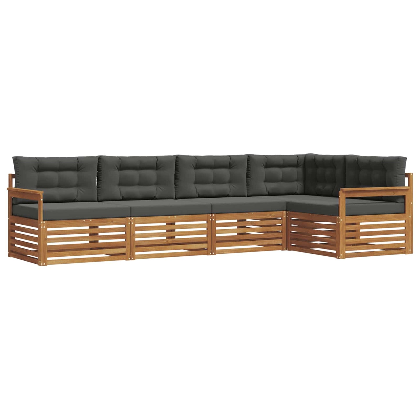 Set di divani da esterno con cuscino 5 pcs Naturale e Antracite | homemem39