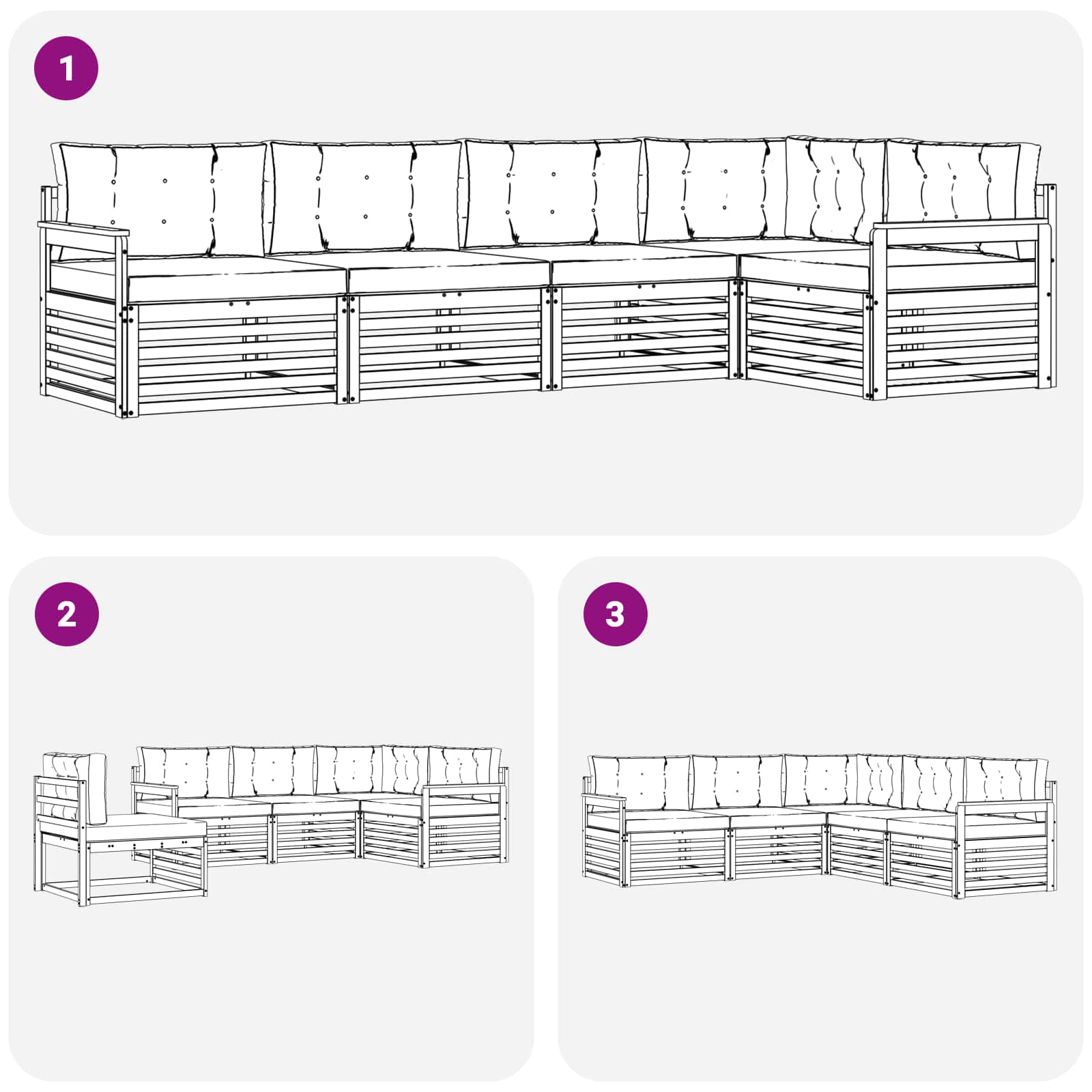 Set di divani da esterno con cuscino 5 pcs Naturale e Antracite | homemem39