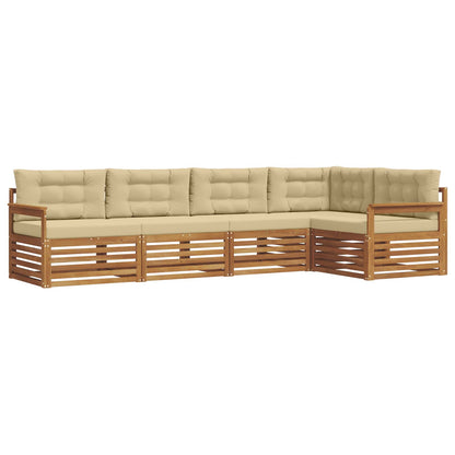 Set di divani da esterno con cuscino 5 pcs Naturale e Beige | homemem39
