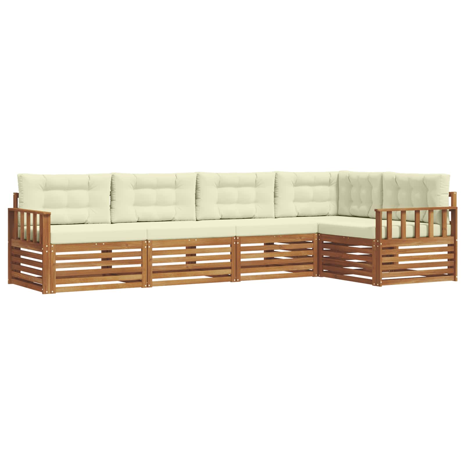 Set di divani da esterno con cuscino 5 pcs Naturale e Crema | homemem39