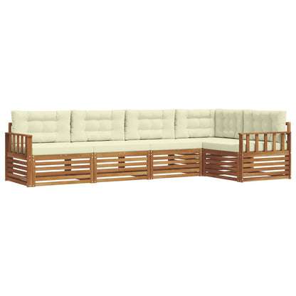 Set di divani da esterno con cuscino 5 pcs Naturale e Crema | homemem39